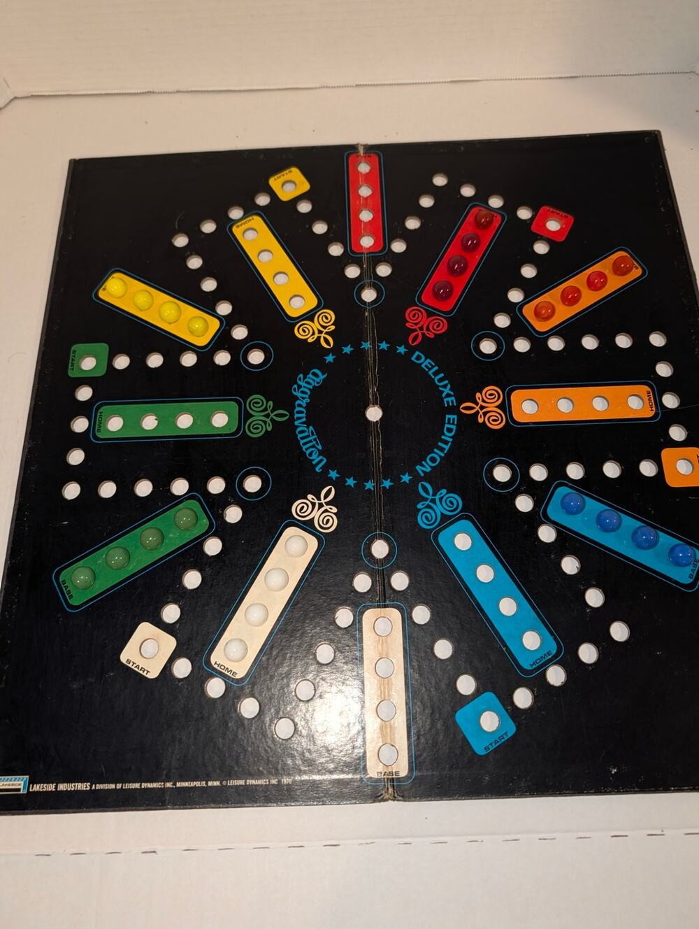 Vintage 1970 Lakeside Deluxe Aggravation Board Game. No Box Glass Marbles